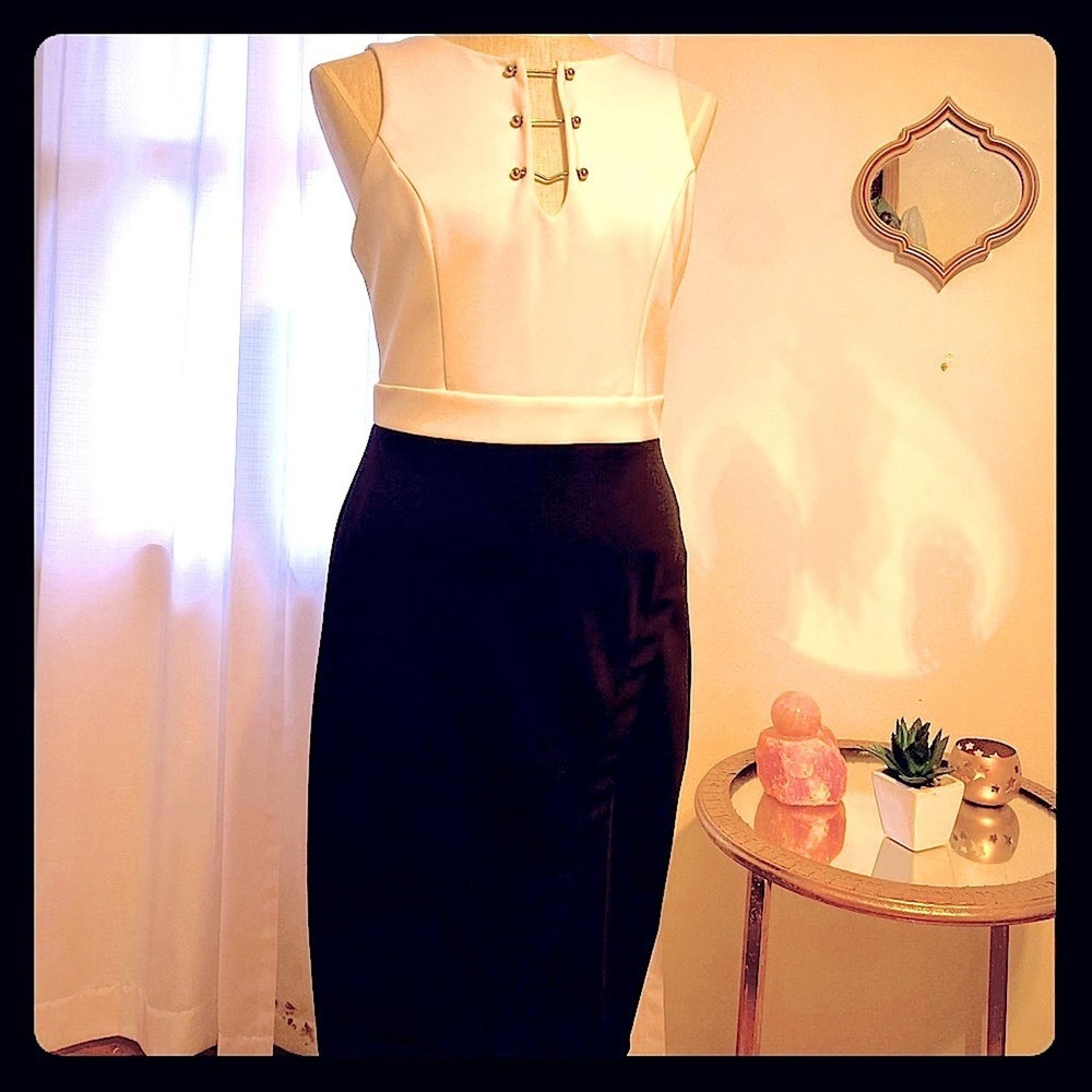 Black and white midi dress